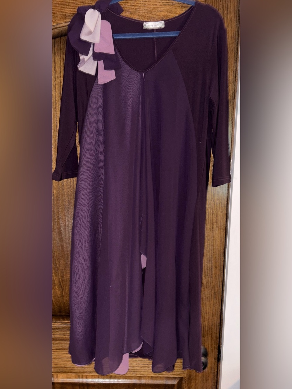 La Mouette Fairycore Dark Romantic Ethereal Mauve L Flowy Layered Chiffon Dress